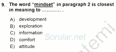 İleri Okuma Ve Yazma Becerileri 1 2015 - 2016 Dönem Sonu Sınavı 9.Soru
