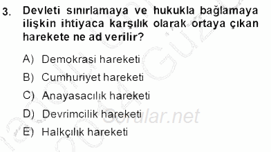 Yurttaşlık ve Çevre Bilgisi 2013 - 2014 Dönem Sonu Sınavı 3.Soru
