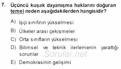 Yurttaşlık ve Çevre Bilgisi 2013 - 2014 Dönem Sonu Sınavı 7.Soru
