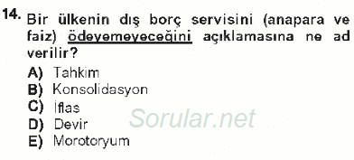 Devlet Borçları 2012 - 2013 Tek Ders Sınavı 14.Soru