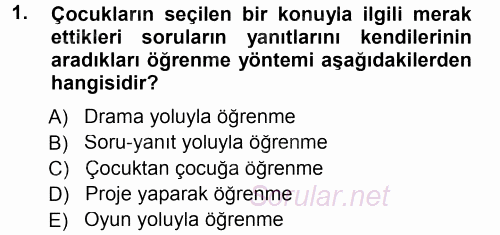 Özel Öğretim Yöntemleri 1 2012 - 2013 Dönem Sonu Sınavı 1.Soru