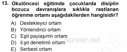Özel Öğretim Yöntemleri 1 2012 - 2013 Dönem Sonu Sınavı 13.Soru