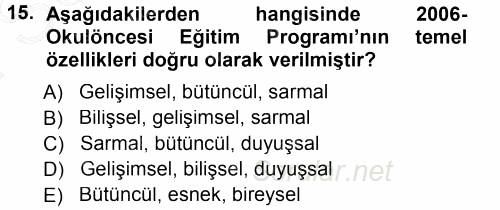 Özel Öğretim Yöntemleri 1 2012 - 2013 Dönem Sonu Sınavı 15.Soru