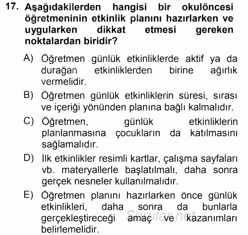 Özel Öğretim Yöntemleri 1 2012 - 2013 Dönem Sonu Sınavı 17.Soru
