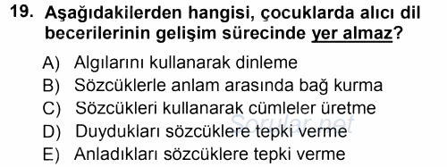 Özel Öğretim Yöntemleri 1 2012 - 2013 Dönem Sonu Sınavı 19.Soru