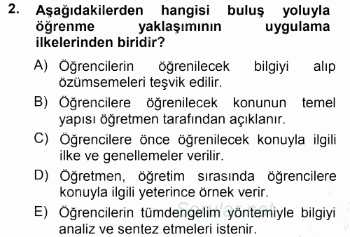 Özel Öğretim Yöntemleri 1 2012 - 2013 Dönem Sonu Sınavı 2.Soru