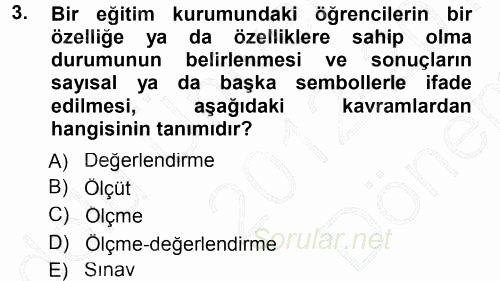 Özel Öğretim Yöntemleri 1 2012 - 2013 Dönem Sonu Sınavı 3.Soru
