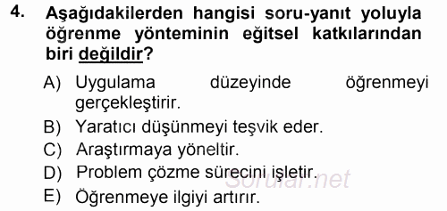 Özel Öğretim Yöntemleri 1 2012 - 2013 Dönem Sonu Sınavı 4.Soru