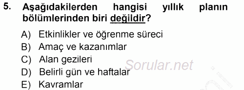 Özel Öğretim Yöntemleri 1 2012 - 2013 Dönem Sonu Sınavı 5.Soru