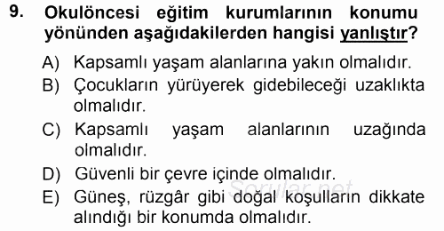 Özel Öğretim Yöntemleri 1 2012 - 2013 Dönem Sonu Sınavı 9.Soru