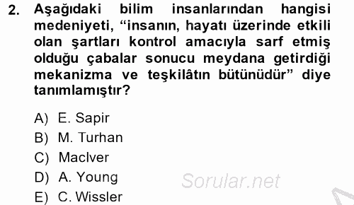 İslam Kurumları ve Medeniyeti 2014 - 2015 Ara Sınavı 2.Soru