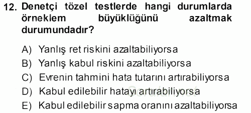 Muhasebe Denetimi 2013 - 2014 Dönem Sonu Sınavı 12.Soru