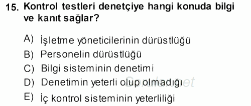 Muhasebe Denetimi 2013 - 2014 Dönem Sonu Sınavı 15.Soru