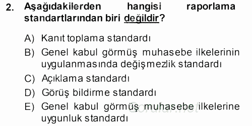 Muhasebe Denetimi 2013 - 2014 Dönem Sonu Sınavı 2.Soru