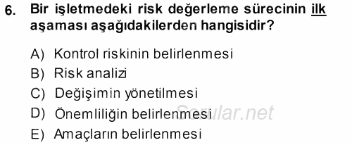 Muhasebe Denetimi 2013 - 2014 Dönem Sonu Sınavı 6.Soru