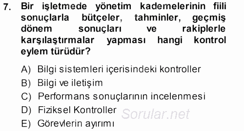 Muhasebe Denetimi 2013 - 2014 Dönem Sonu Sınavı 7.Soru