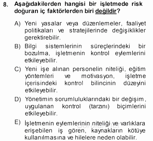 Muhasebe Denetimi 2013 - 2014 Dönem Sonu Sınavı 8.Soru