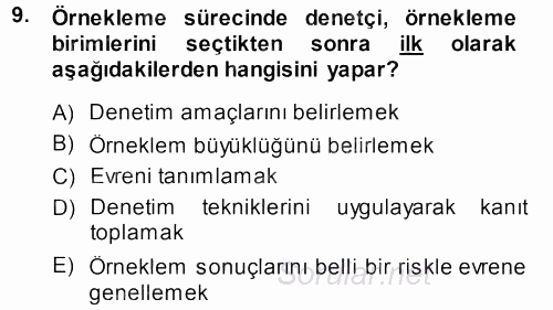 Muhasebe Denetimi 2013 - 2014 Dönem Sonu Sınavı 9.Soru
