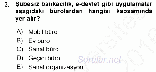 Büro Teknolojileri 2015 - 2016 Ara Sınavı 3.Soru