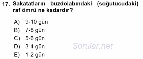 Genel Beslenme 2015 - 2016 Ara Sınavı 17.Soru