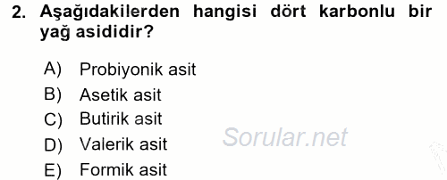 Hücre Kimyası 2015 - 2016 Dönem Sonu Sınavı 2.Soru