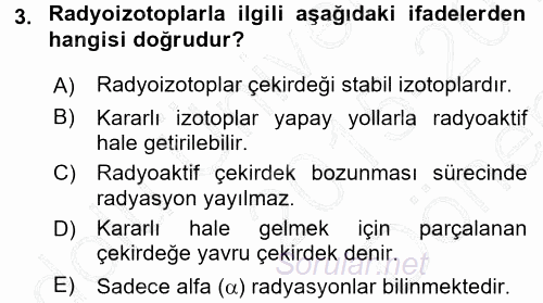 Hücre Kimyası 2015 - 2016 Dönem Sonu Sınavı 3.Soru