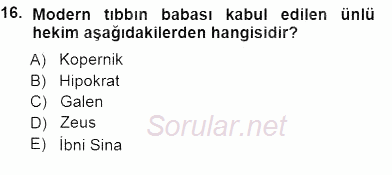 Tıbbi Dokümantasyon 2013 - 2014 Dönem Sonu Sınavı 16.Soru