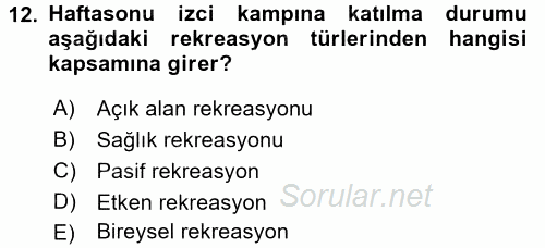 Otel İşletmelerinde Destek Hizmetleri 2017 - 2018 Dönem Sonu Sınavı 12.Soru