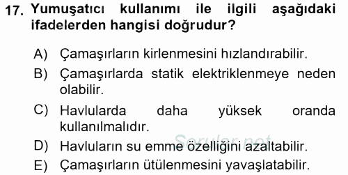 Otel İşletmelerinde Destek Hizmetleri 2017 - 2018 Dönem Sonu Sınavı 17.Soru