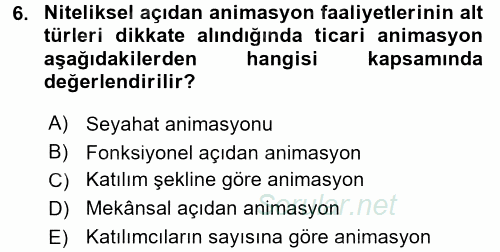 Otel İşletmelerinde Destek Hizmetleri 2017 - 2018 Dönem Sonu Sınavı 6.Soru
