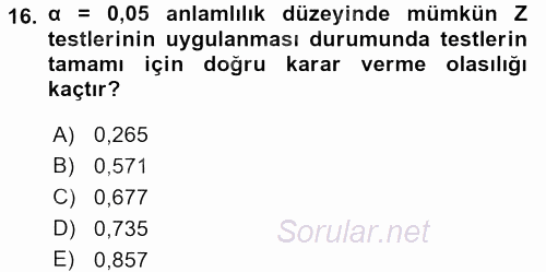 İstatistik 2 2015 - 2016 Ara Sınavı 16.Soru