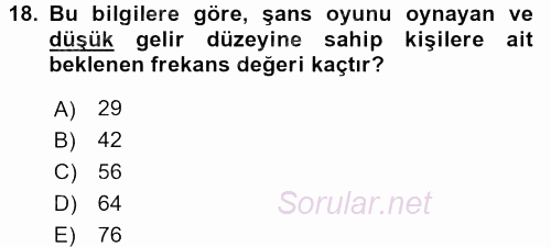 İstatistik 2 2015 - 2016 Ara Sınavı 18.Soru