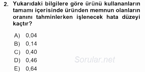 İstatistik 2 2015 - 2016 Ara Sınavı 2.Soru