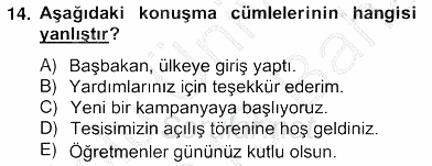 Sözlü ve Sözsüz İletişim 2012 - 2013 Ara Sınavı 14.Soru