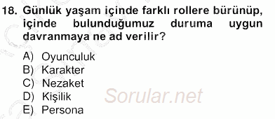 Sözlü ve Sözsüz İletişim 2012 - 2013 Ara Sınavı 18.Soru