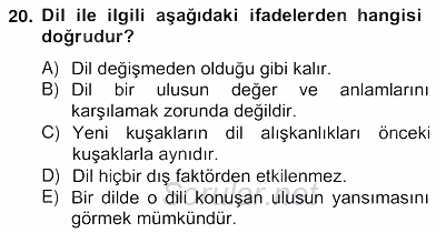 Sözlü ve Sözsüz İletişim 2012 - 2013 Ara Sınavı 20.Soru