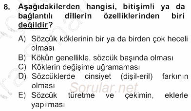 Sözlü ve Sözsüz İletişim 2012 - 2013 Ara Sınavı 8.Soru