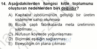 İletişim Bilgisi 2013 - 2014 Tek Ders Sınavı 14.Soru