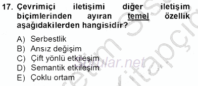 İletişim Bilgisi 2013 - 2014 Tek Ders Sınavı 17.Soru