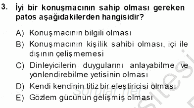 İletişim Bilgisi 2013 - 2014 Tek Ders Sınavı 3.Soru