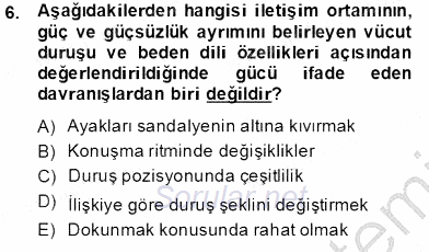 İletişim Bilgisi 2013 - 2014 Tek Ders Sınavı 6.Soru