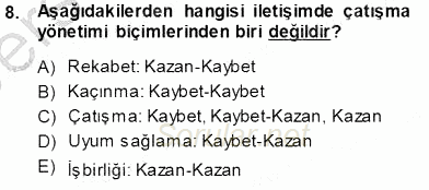 İletişim Bilgisi 2013 - 2014 Tek Ders Sınavı 8.Soru