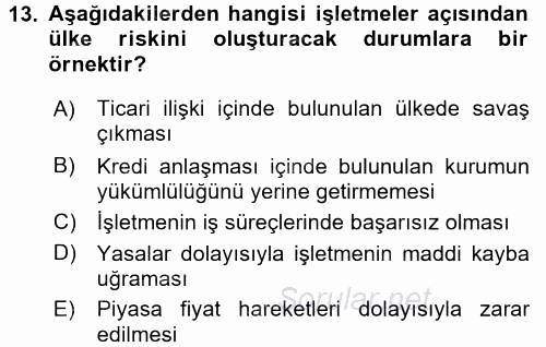 İş Planı 2016 - 2017 Dönem Sonu Sınavı 13.Soru