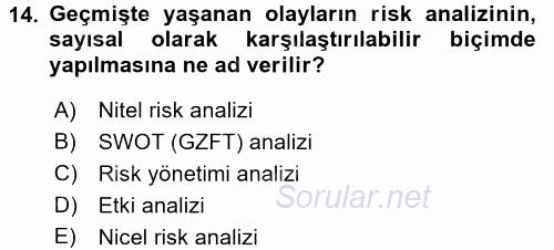 İş Planı 2016 - 2017 Dönem Sonu Sınavı 14.Soru