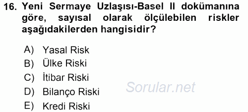 İş Planı 2016 - 2017 Dönem Sonu Sınavı 16.Soru