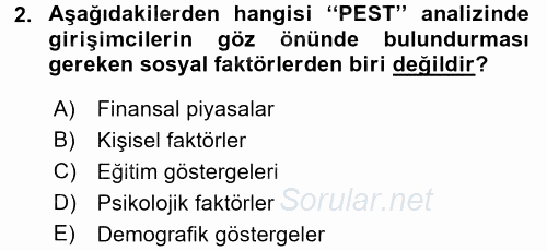 İş Planı 2016 - 2017 Dönem Sonu Sınavı 2.Soru