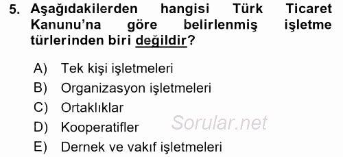 İş Planı 2016 - 2017 Dönem Sonu Sınavı 5.Soru