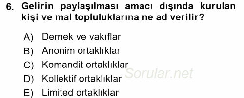 İş Planı 2016 - 2017 Dönem Sonu Sınavı 6.Soru