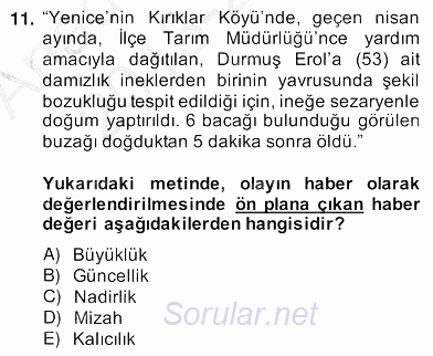 Haber Toplama Teknikleri 2013 - 2014 Ara Sınavı 11.Soru