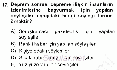 Haber Toplama Teknikleri 2013 - 2014 Ara Sınavı 17.Soru